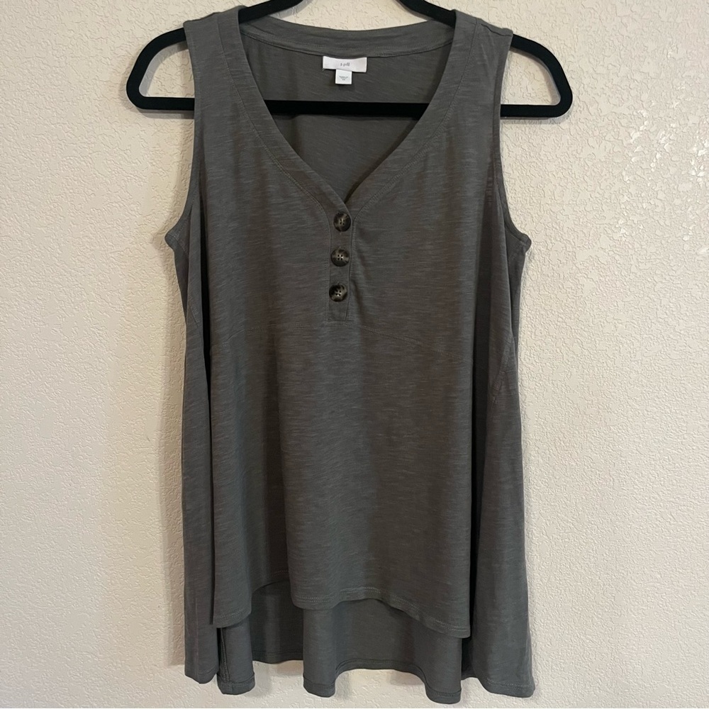 J. Jill sleeveless babydoll blouse, olive green size xs